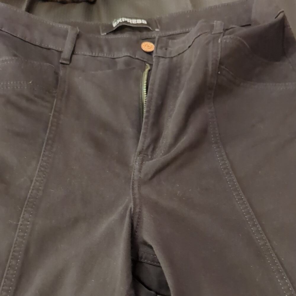Express Black Seamed Front Skinny Pants Womens Five Pocket Zip Fly Stretch